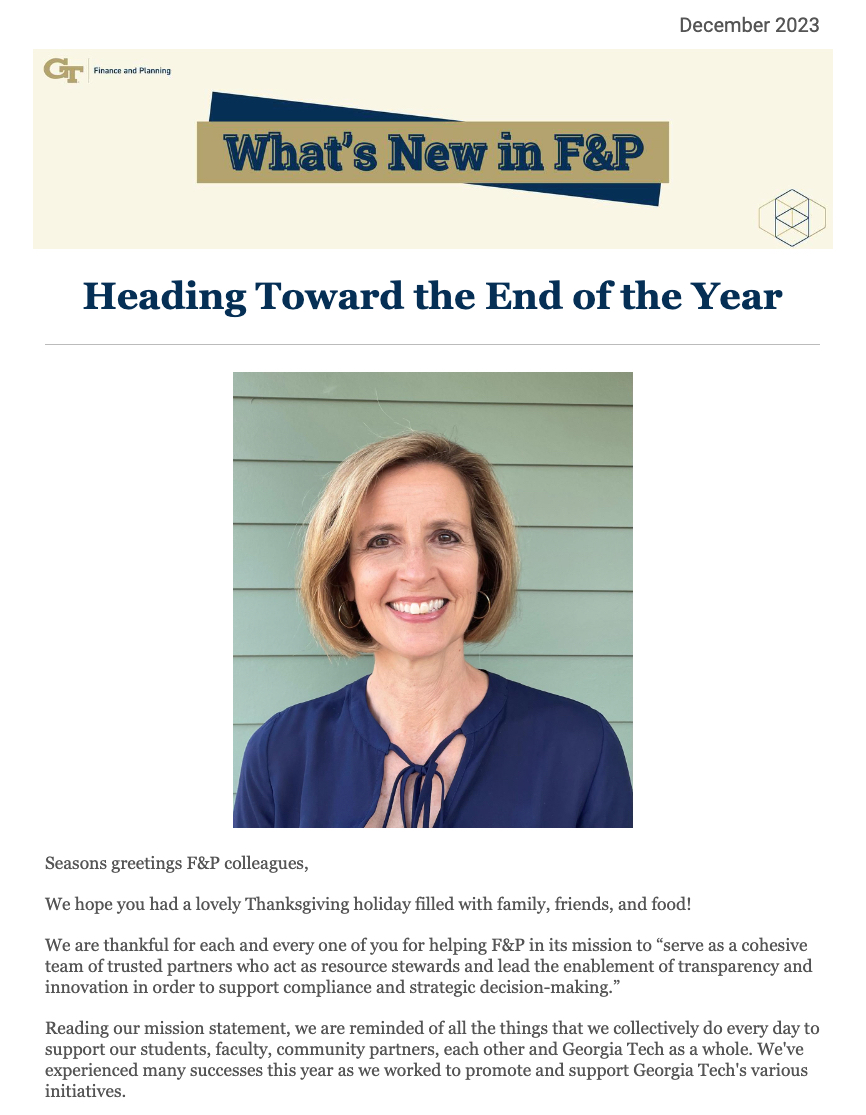 Screen shot of Dec. F&P Newsletter